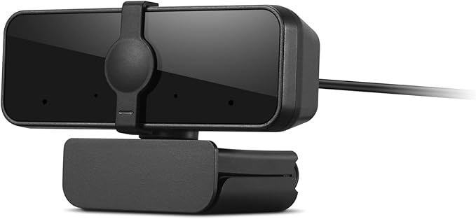 Lenovo HD 1080p Webcam (300 FHD)- Black w/ 95° Wide Angle, 360° Rotation Pan & Tilt, Dual Microphones, Privacy Shutter