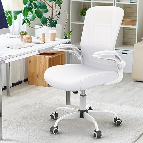 Mimoglad Ergonomic High Back Mesh Office Chair, Adjustable Lumbar Support, Thickened Seat Cushion (Modern, Ivory White)