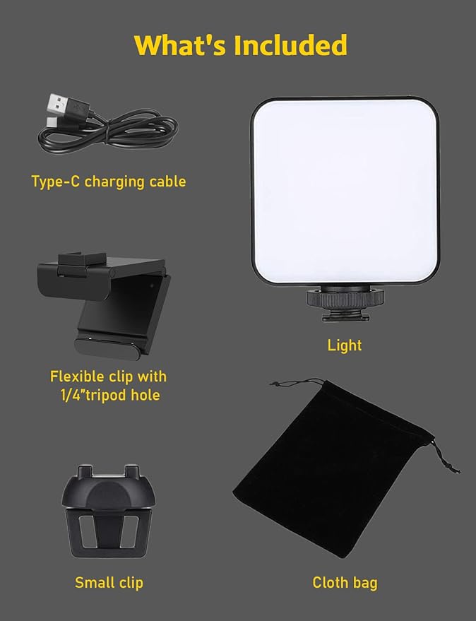 NexiGo Glow Light for Streamers, Enhanced Video Conference Lighting Kit with Webcam Style Clip, Built-in Battery, Dimmable & Rechargeable, for Streaming, Photography, Vlogging