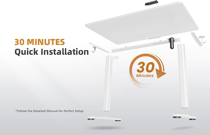 YDN Electric Standing Desk Adjustable Height, 40 x 24 Inches Stand up Desk with Cable Management, Home Office Desks with Splice Board & White Frame, White Top