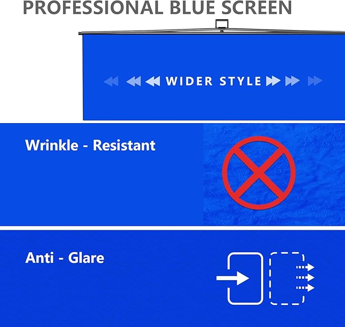 【Wider Style】 RAUBAY 78.7 x 82.7in Large Collapsible Blue Screen Backdrop Portable Retractable Chroma Key Panel Photo Background with Stand for Video Conference, Photographic Studio, Streaming