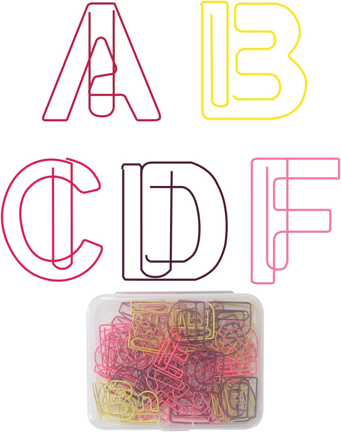 52 Pcs Stainless Steel Paper Clips - Alphabet Letter Clips for Office & School with Storage Box Assorted Color (Rating)