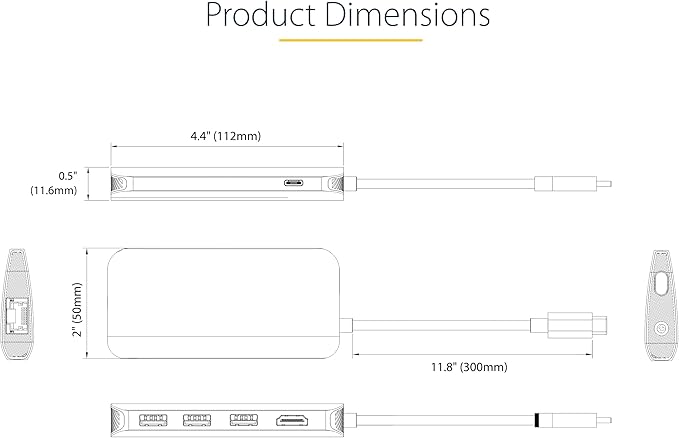 StarTech.com USB-C Docking Station for MacBook Pro M1 M2 M3 M4 and Windows, 4K 60Hz HDMI Video, HDR10, USB 5Gbps Hub, 100W Laptop Charging, GbE