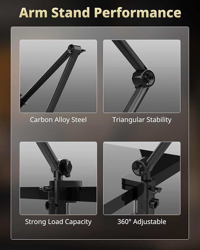 UBeesize 10" Key Light for Streaming, Desk Ring Light with Adjustable Arm (1 Pack), Zoom Lighting for Home Office, Gaming, Podcast, Video Calls, and Recording