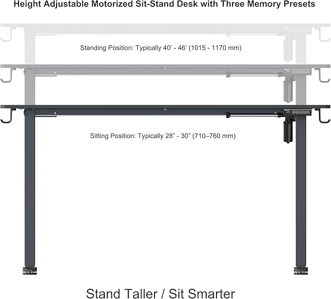 NSY Audio Electric Standing Desk 55x24 Inches - Height Adjustable, Whisper Quiet Motor, Walnut Top & Black Frame for Home Office Gaming, Focused Work, Black