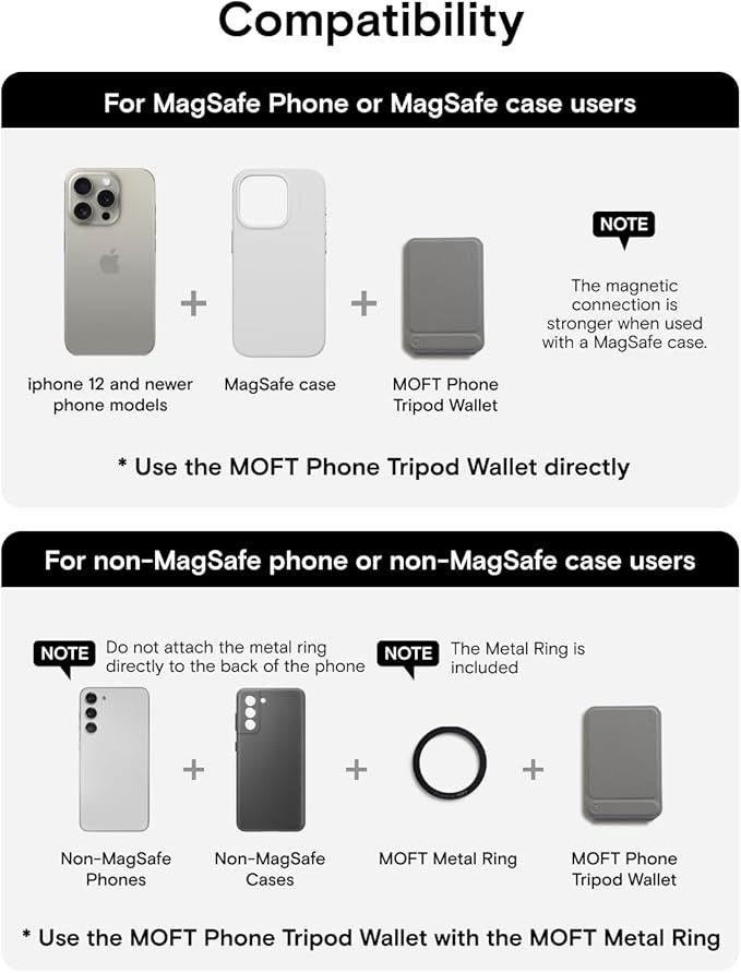 MOFT Phone Tripod Wallet, 3 in 1 Phone Stand MagSafe, NFC-Supported Magnetic Phone Wallet, MOVAS Vegan Leather Adjustable Card Holder, Taupe