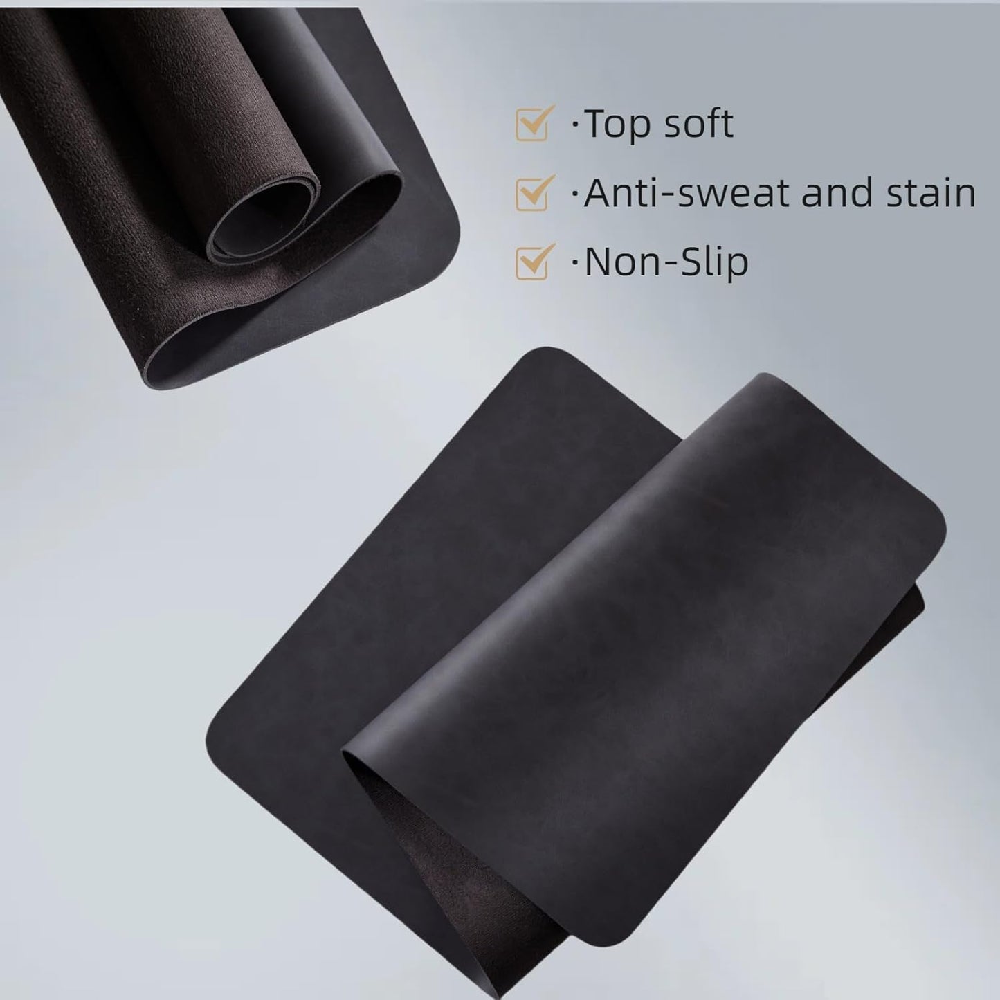 Leather Desk pad for Computer and laptops, Ideal for Gaming and Office use, Large Mouse pad and Keyboard mat,Desk mat Special for Man. A complimentary Wrist pad and Phone Stand.(Black, 15.7"x 31.5")