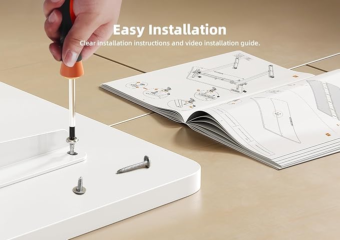 YDN Standing Desk with Drawers, 48 x 24 Inch White Standing Desks Electric Adjustable Height Desk for Computer Workstations, White