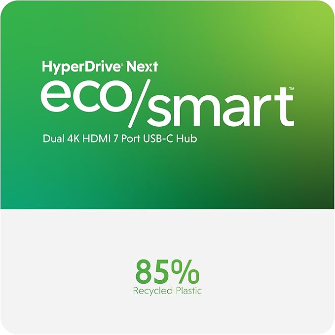 HyperDrive Next Dual 4K HDMI 7 Port USB C Docking Station for M Series MacBook, PC, Chromebook, 2x File Transfers w/ 10Gbps USB Ports, Dual 4K Docking Station Charges w/ 100W PD Power Passthrough Port