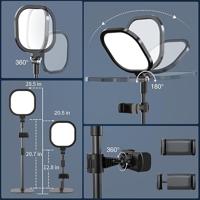 Video Conference Lighting for Zoom Meeting, Desk Lamps for Home Office, 30 Light Modes Desk Light, Ring Light for Desk with Flexible Stand & Memory Function for Zoom Lighting, Video Streaming, Drawing