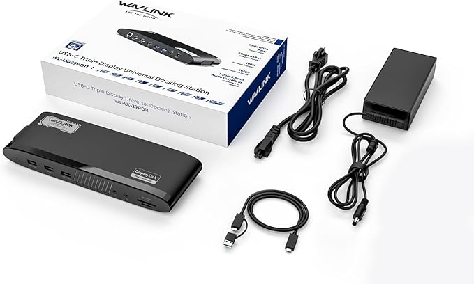WAVLINK DisplayLink Docking Station 3 Monitors, USB-C Laptop Dock Dual 2K + 4K for Mac & Windows, 13-in-1 with 100W Charging, 3 HDMI, 5 USB Ports, Ethernet, SD/TF, Audio
