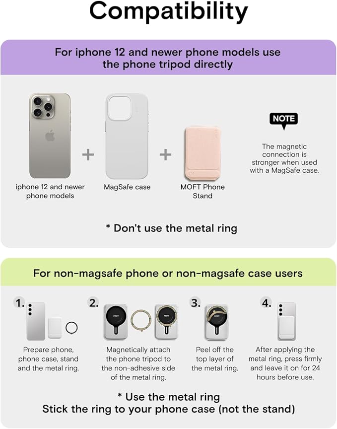 MOFT Phone Tripod Stand Selfie Stick for iPhone, Multi-Angles iPhone Stand, Lightweight & Portable Phone Holder, Strong Magnets, MOVAS Vegan Leather, Travel Essentials, Peach Pink (Without Card Slot)