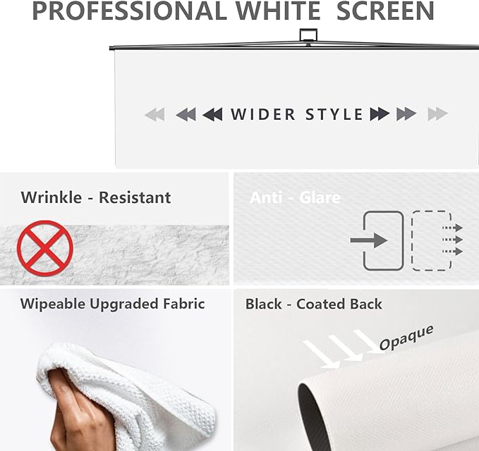 【Wider Style】 RAUBAY 78.7 x 82.7in Large Collapsible White Backdrop Screen Portable Retractable Panel Photo Background with Stand for Video Conference, Photographic Studio, Streaming