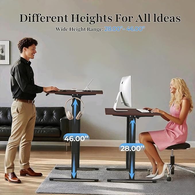 Electric Standing Desk 48 x 24 Inches - Height Adjustable Sit Stand Desk with Black Top & Black Frame, Home Office Desk for Work/Gaming, Quiet Motor, Memory Presets, Black