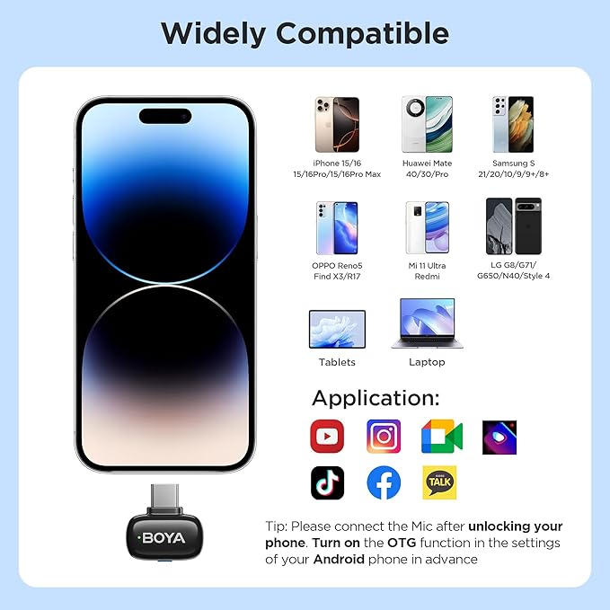 BOYA Mini Wireless Lavalier Microphone for iPhone16/15 Android,USB-C Ultra Mini Mic with Noise Reduction, AI Voice Change, Lapel Mics for Video Recording, Vlogging, TikTok, YouTube(2TX+RXU)