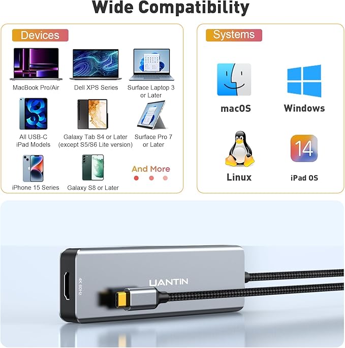 9-in-1 USB C Hub, 4K60Hz HDMI Multiport Adapter with 2 USB-C 5Gbps, 100W PD Charging, 3 USB-A Ports, SD/TF Card Reader, USBC Dock Dongle for MacBook Pro/Air, iPad Pro, Dell, HP, Laptop
