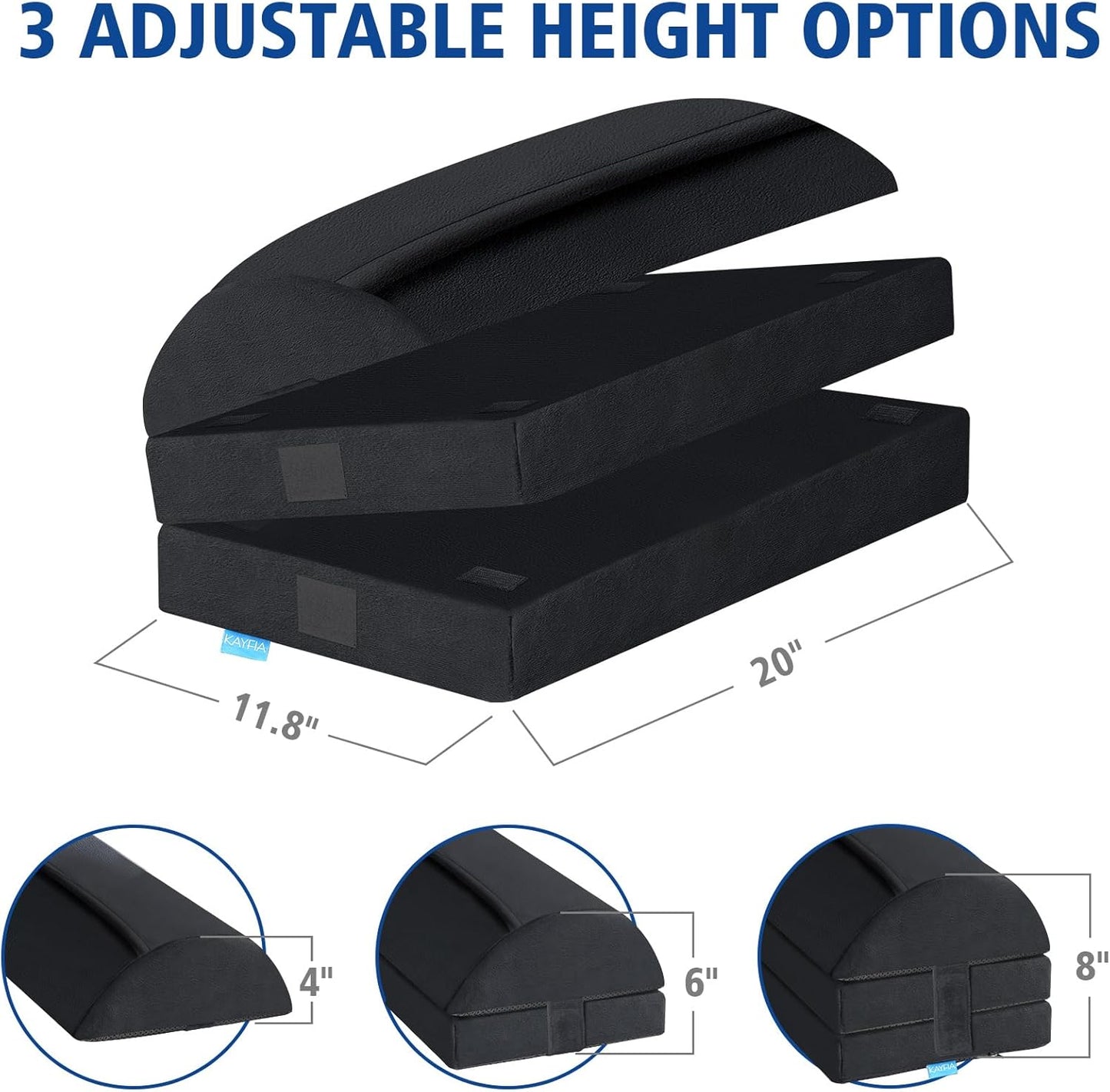 KAYFIA Foot Rest for Under Desk at Work XXL(20in) with 3 Adjustable Heights,Foot Stool with Supportive Gel Foam, Warmer Feet Pocket Footrest for Office Gaming Chair, for Leg Support -Black