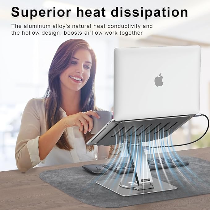 Laptop Docking Station Stand 11-IN-1 Triple Display HDMI DP 4K60Hz Gigabit Ethernet USB3.1 PD100W SD/TF Card Reader Audio 360°Swivel Laptop Stand with USB Hub for MacBookPro/Air/Dell/HP/Surface/Lenovo