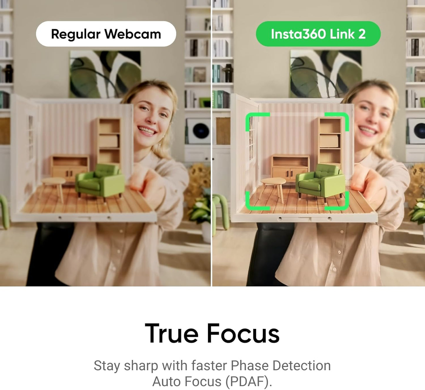 Insta360 Link 2 Tripod Bundle - PTZ 4K Webcam for PC/Mac, 1/2" Sensor, AI Tracking, HDR, AI Noise-Canceling Mic, Gesture Control for Streaming, Video Calls, Gaming, Works with Zoom, Teams, Twitch