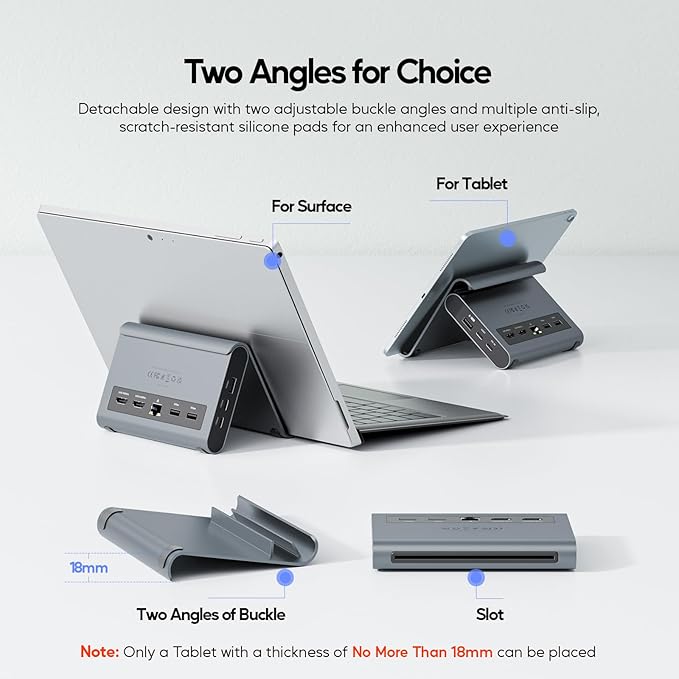 USB C Docking Station Dual Monitor for Microsoft Surface Pro 11/10/9/8, PULWTOP Dual Displays with 2 xHDMI 4K, 3 x USB-C/A 10Gbps, 2 x USB-A 5Gbps, USB-2.0, Ethernet, PD
