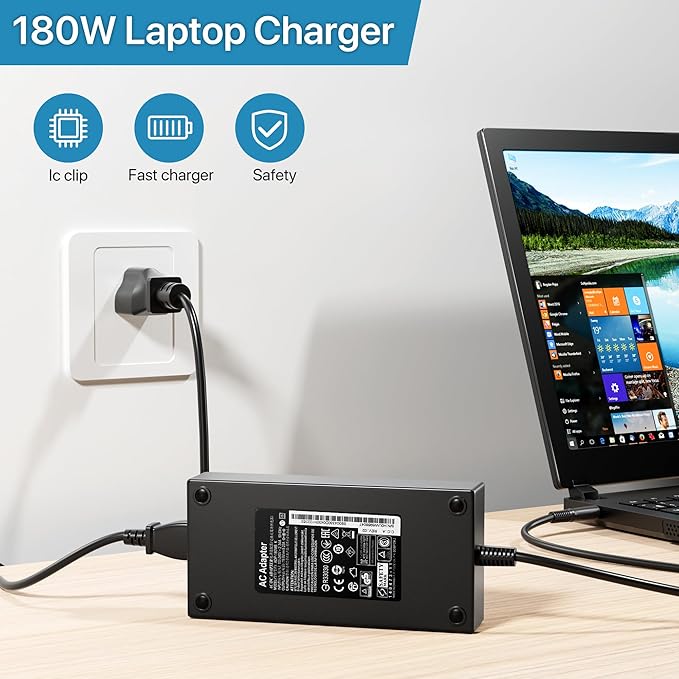 180W AC Charger Fit for Dell Dock WD19 WD22TB4 K20A001 TB16 D6000 D6000S Business Monitor Dock WD15 K17A001 Docking Station WD19 WD19S WD19TBS WD19TB K20A Dell Docking Station Power Supply