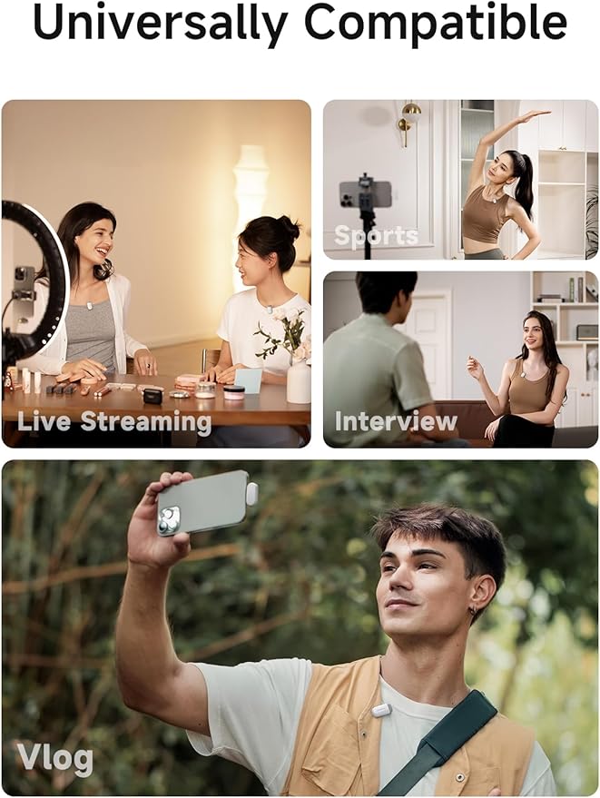 MAONO Wave T1 Mini Wireless Lavalier Microphone for iPhone 16 15 Android Tablet with USB-C Plug, Noise Cancellation, AI Voice Filter, 30H Used with Charging Case for Video Recording TikTok-White