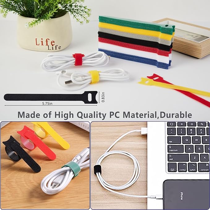 ELII 302PCS Cable Management Kit 4 Cable Sleeve,45Cable Clips,11Cable Holders,22 Roll Cable Organizer Straps and 200 Fastening Cable Ties,20 Cable Zip Tie Mounts Computer Under Desk (Black)