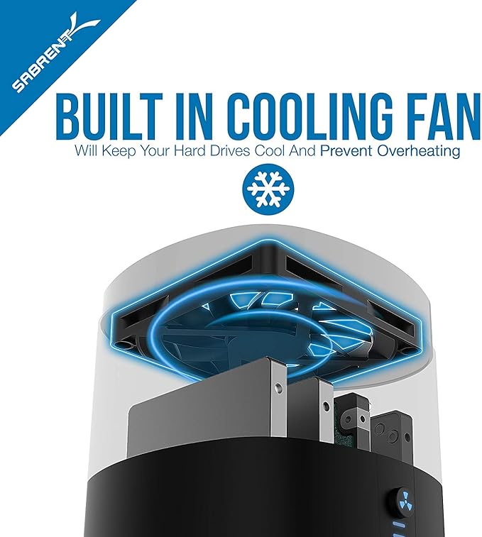 SABRENT USB 3.0 4-Bay 2.5” SATA SSD and HDD Docking Station with Cooling Fan, Tool-Free, Supports Up to 4X 16TB, 5Gbps Transfer, for SATA 2.5” SSD/HDD (Up to 12.5mm), USB 3.0 Compatible - (DS-4SSD)