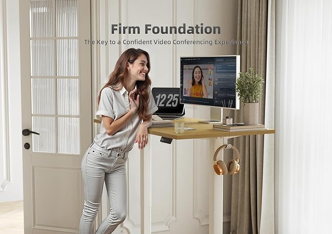 Seang Standing Desk with Adjustable Height, 55x24 Inch Electric Stand Up Desk for Home Office, Studio, Computer Workstation, Nature Top