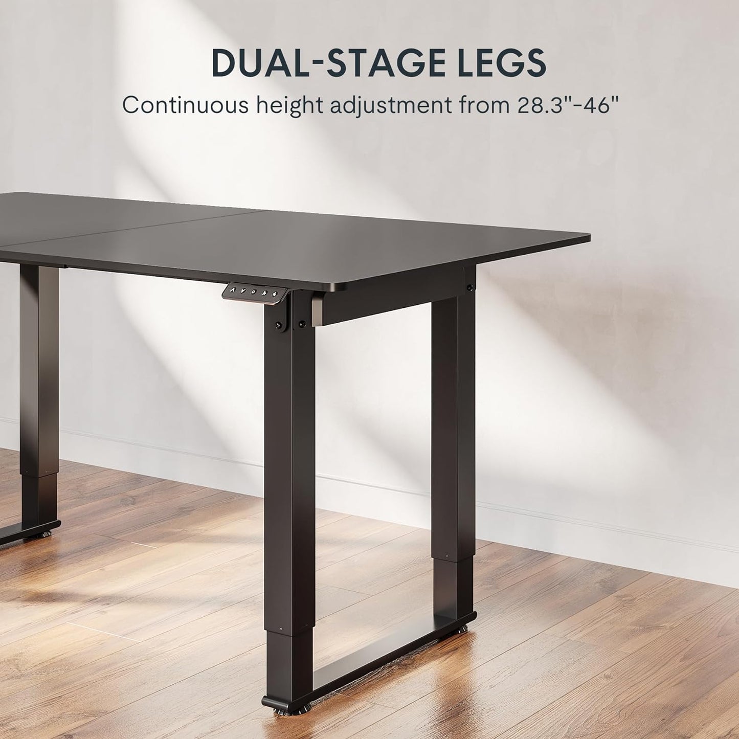 FLEXISPOT 4 Legs Standing Desk 63 x 28 Inch Electric Adjustable Height with Splice Board Home Office Sit Stand Up Desk, Black Top + Black Frame