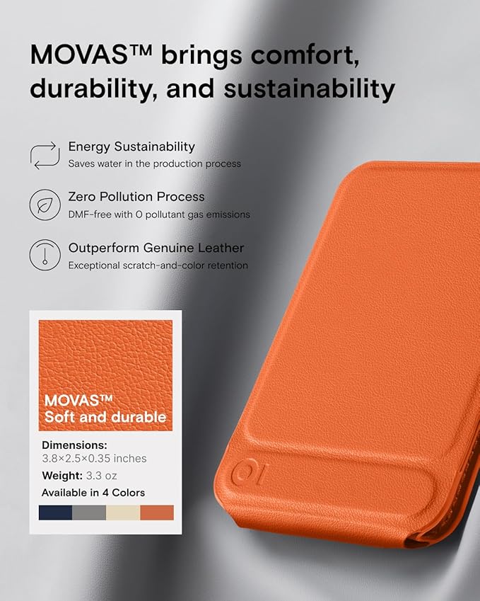 MOFT Phone Tripod Wallet, 3 in 1 Phone Stand, NFC-Supported Magnetic Phone Wallet, MOVAS Vegan Leather Adjustable Card Holder, Sunrise