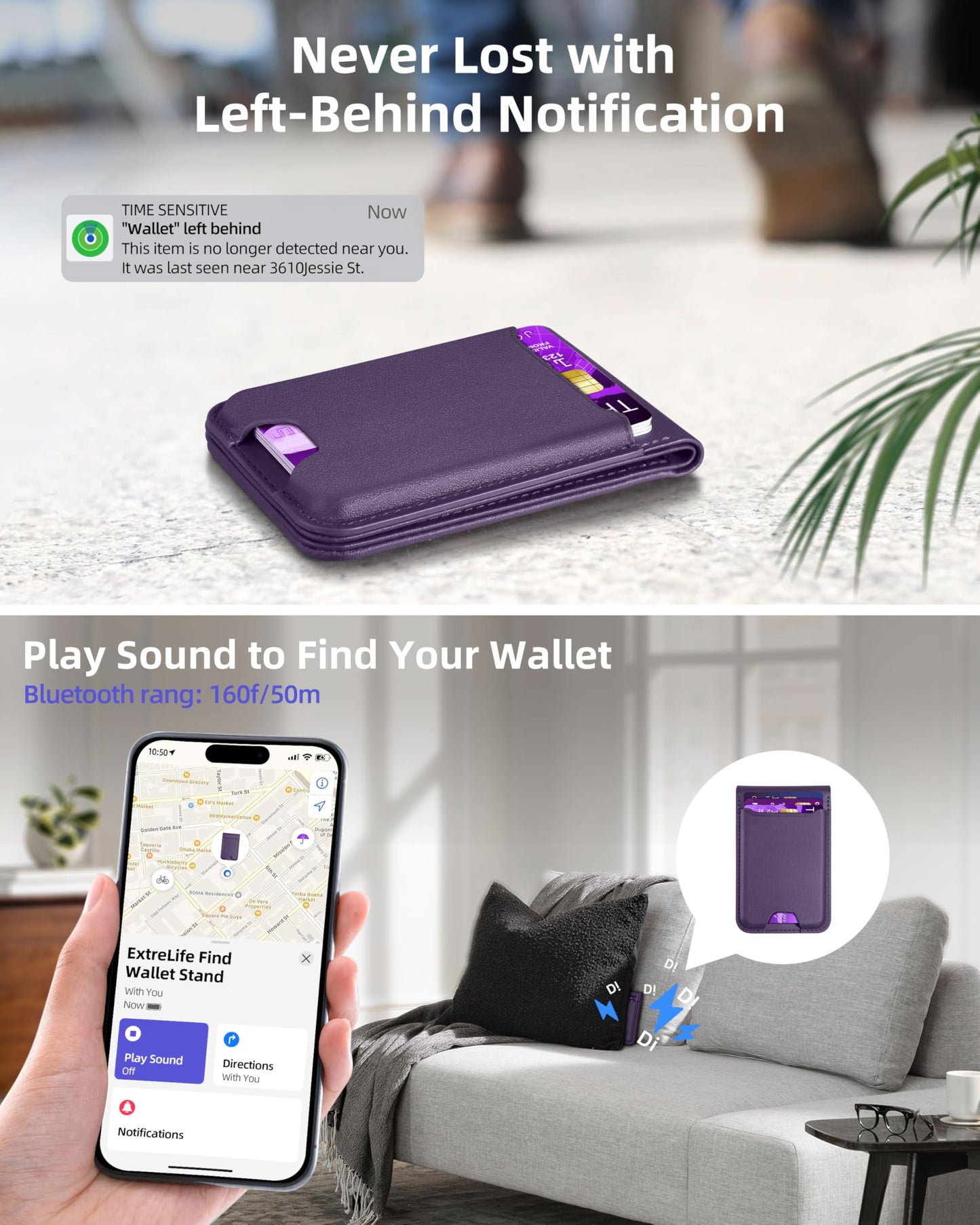 for Magsafe Wallet, Works with Apple Find My, Strongest Magnetic Wallet for iPhone 16/15/14/13/12 Series, for iPhone Walle t with Adjustable Stand, 3 Card Slots, 6 Cards Holder, Vegan Leather, Black