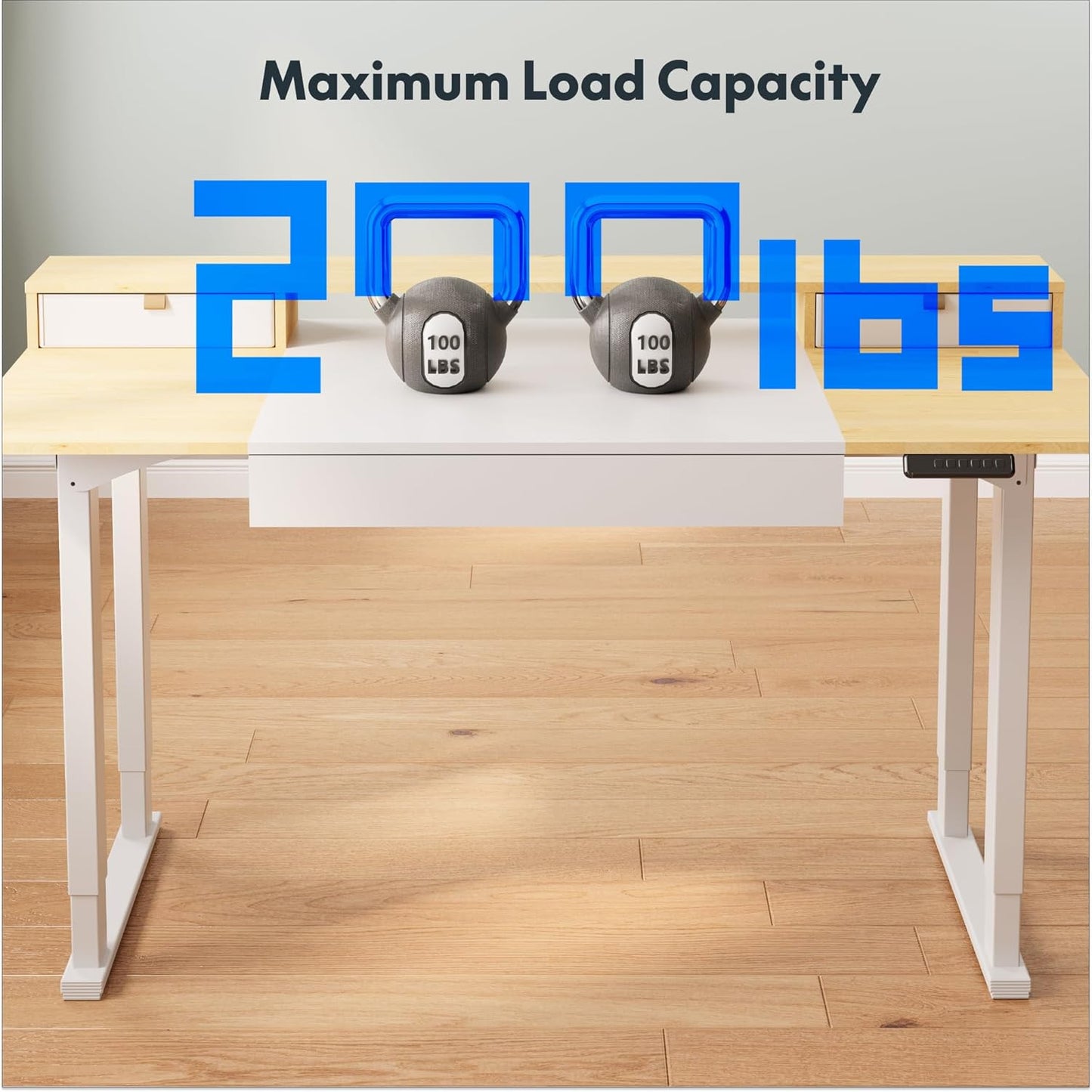 SANODESK Electric Standing Desk with Drawer, 71 x 32 inch Height Adjustable Computer Desk, Home Office Stand Up Desk with 4 Preset Heights, White