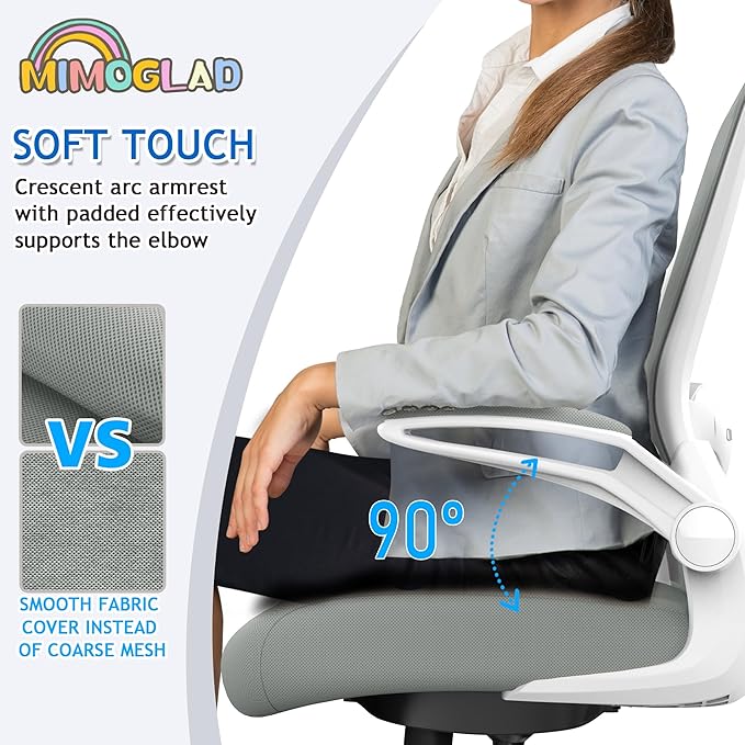 Mimoglad Ergonomic High Back Mesh Office Chair, Adjustable Lumbar Support, Thickened Seat Cushion (Modern, Moon Gray)
