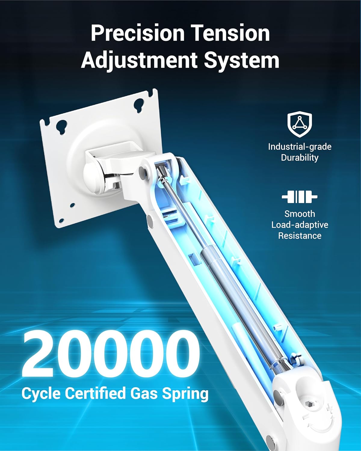 Heavy Duty Monitor Arm for 13-49 Inch Ultrawide Screens, Holds Up to 44lbs, Fully Adjustable Single Monitor Mount, with Clamp & Grommet Base, 75/100mm VESA Desk Mount, White