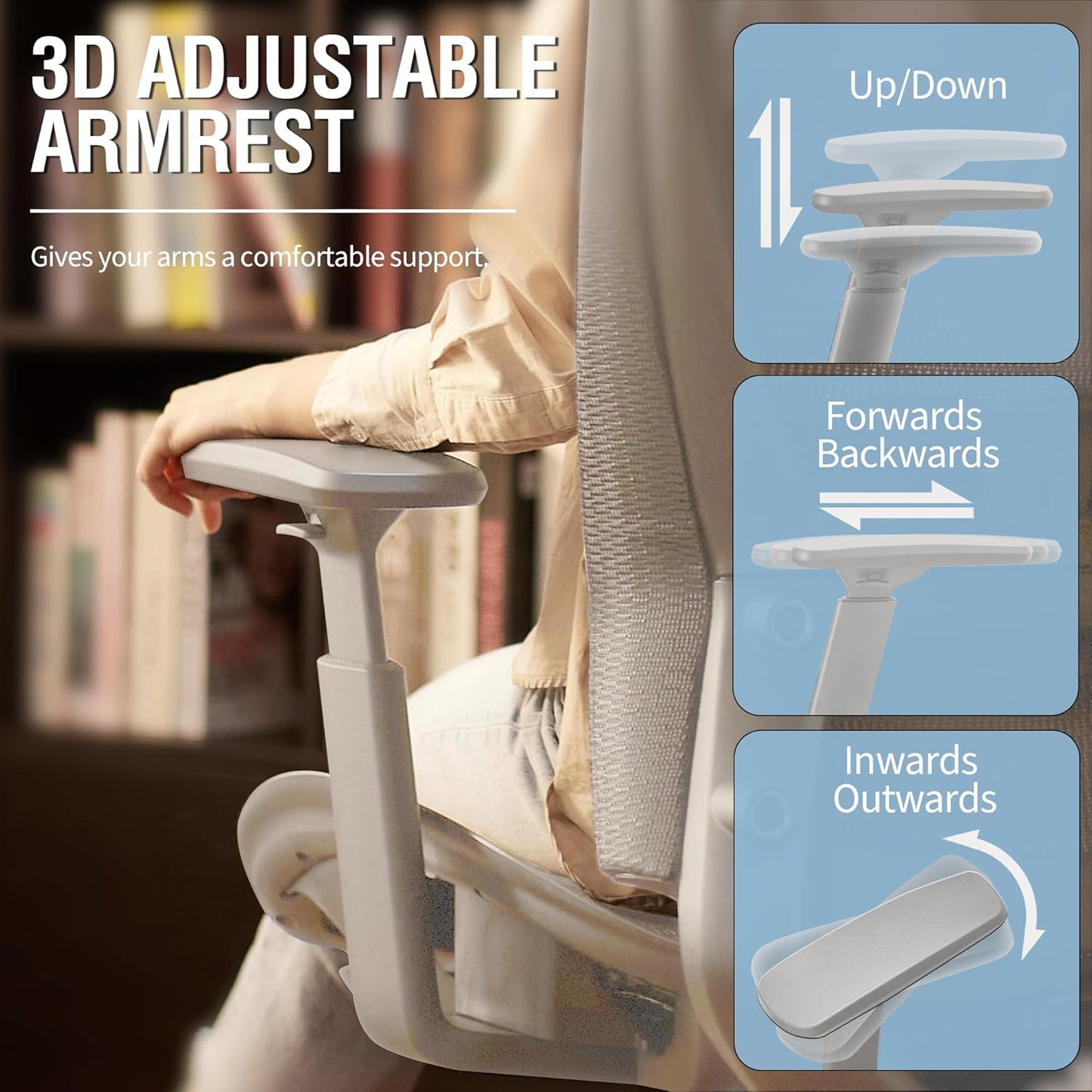 ELABEST T96 Mesh Office Chair,Ergonomic Computer Desk Chair,Sturdy Task Chair- Adjustable Lumbar Support & Armrests,Tilt Function,Comfort Wide Seat,Swivel Home Office Chair