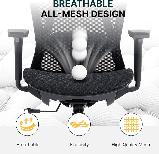 Mesh Ergonomic Office Chair,High Back Mesh Gaming Chair with Lumbar Support,Adjustable Headrest and Armrests for Home Office Desk Chair (Americana, Black)