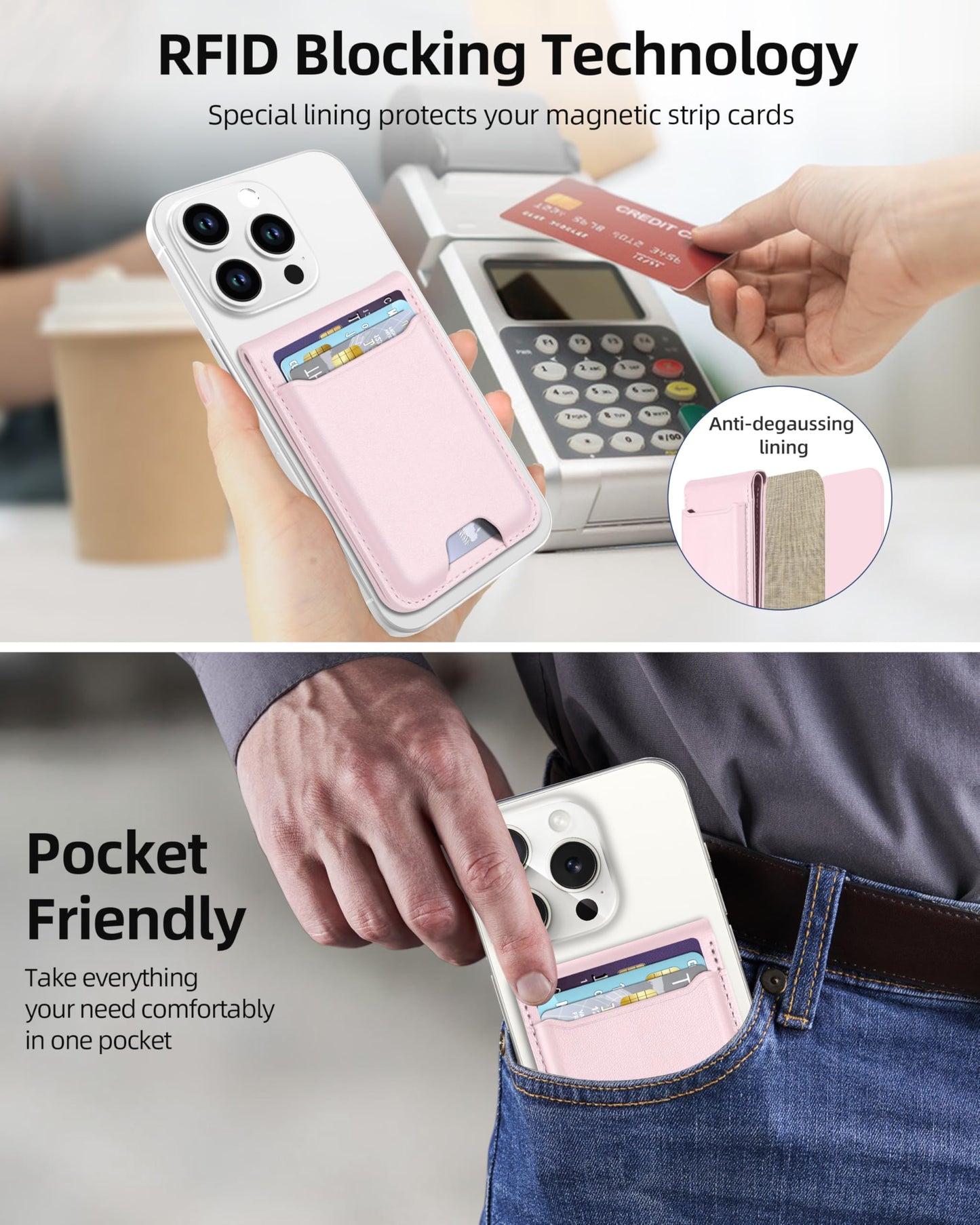for Magsafe Wallet, Works with Apple Find My, Strongest Magnetic Wallet for iPhone 16/15/14/13/12 Series, for iPhone Walle t with Adjustable Stand, 3 Card Slots, 6 Cards Holder, Vegan Leather, Black