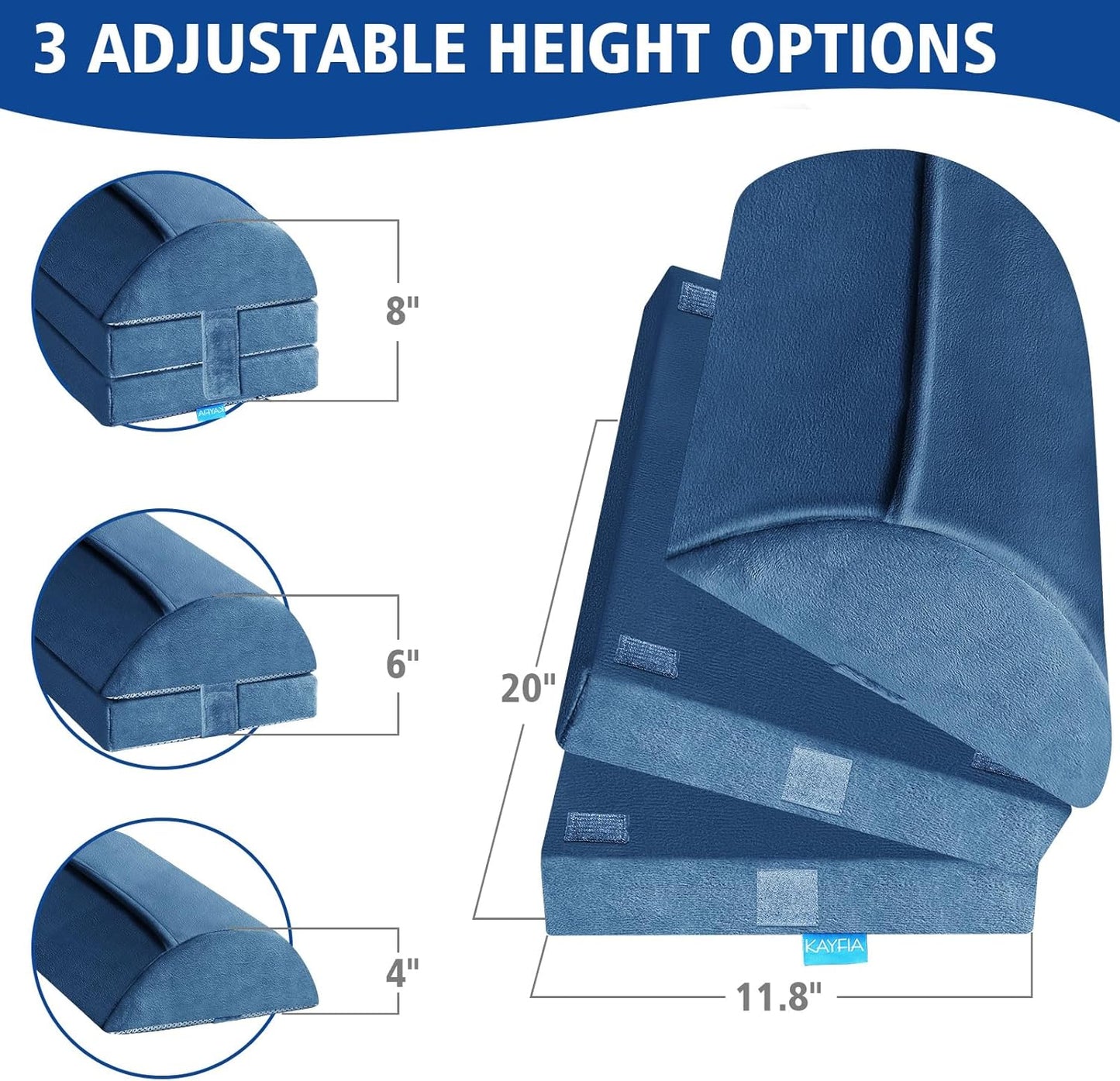 XXL(20in) Foot Rest for Under Desk at Work with 3 Adjustable Heights, Foot Stool with Bamboo Charcoal Foam, Feet Warm Pocket Footrest for Office Gaming Chair, for Leg Support -Blue