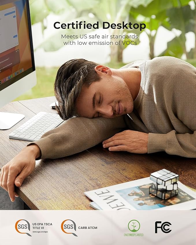 HUANUO Electric Standing Desk, 40 x 24 Inch Height Adjustable Computer Desk with Storage Bag, 4 Height Memory Settings, Sit Stand Up Desk for Home Office, Rustic Brown