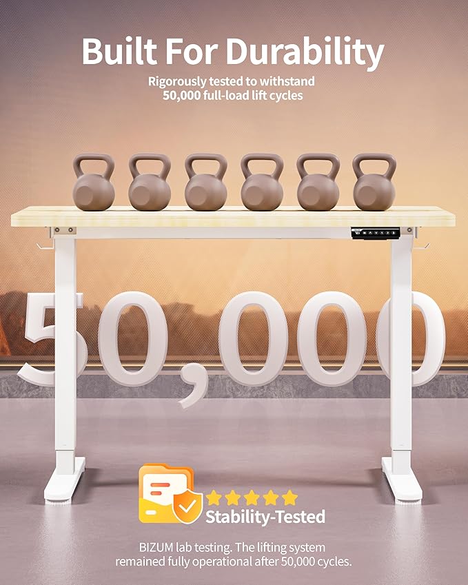 BIZUM Standing Desk Electric Adjustable Computer Desk-Stand up Desk Office Gaming Home Office Memory Desks 48x24 inches Maple