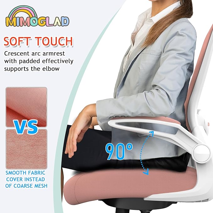 Mimoglad Ergonomic High Back Mesh Office Chair, Adjustable Lumbar Support, Thickened Seat Cushion (Modern, Spanish Pink)