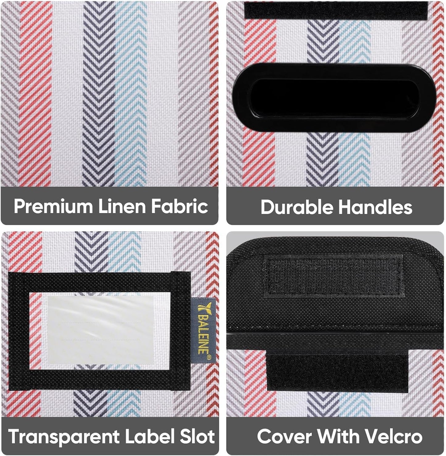 BALEINE File Organizer Box with Lid, Collapsible File Folder Organizer with Plastic Slide, Hanging File Folder Box for Office Document Storage (2 Pack, Color Stripe, S)