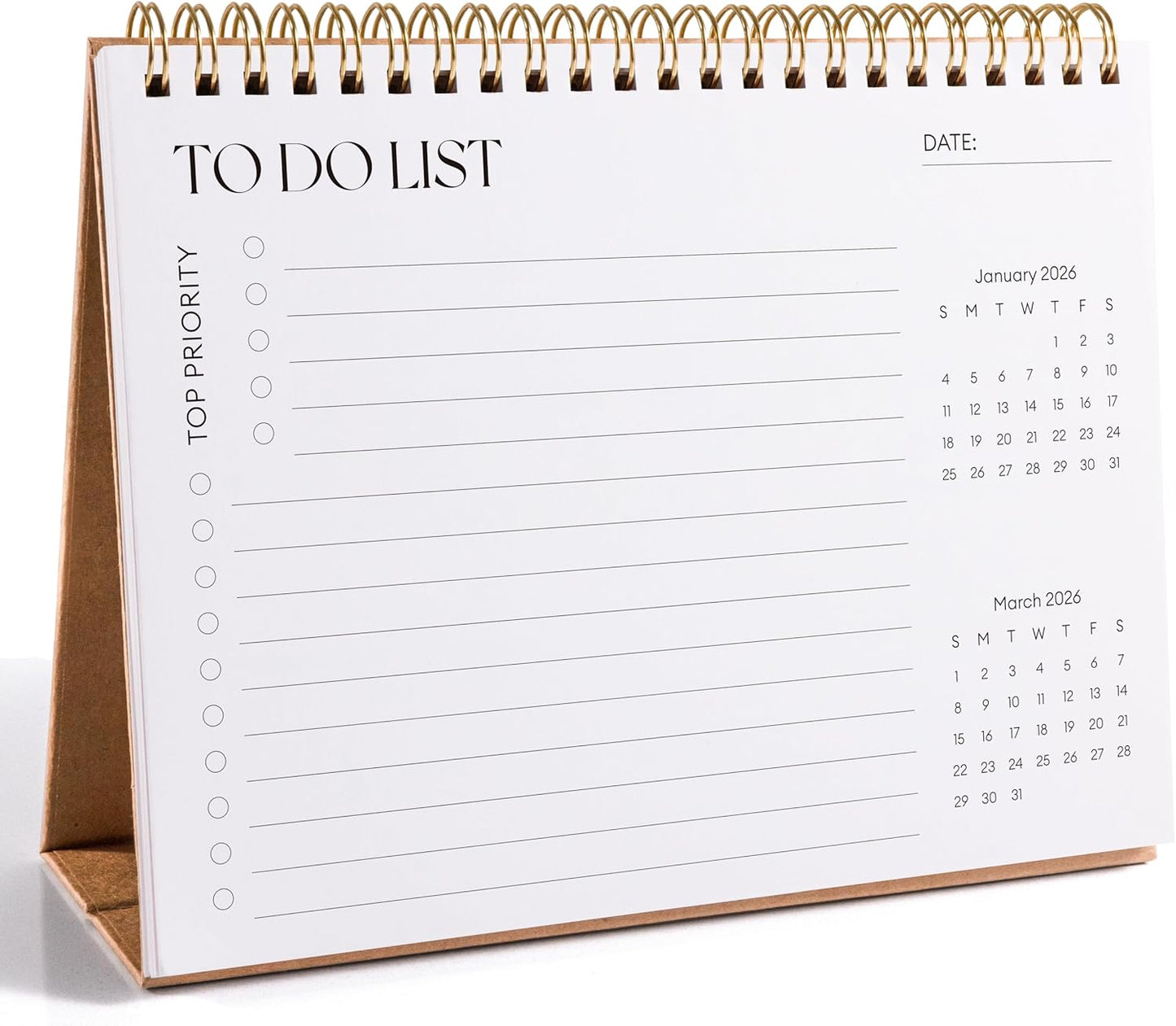 Small Desk Calendar 2025-2026, Jokotha Standing Flip Calendar, September 2025 to December 2026, 16 Month Desktop Calendar with Stickers & Minimalist Design, 8"x6"