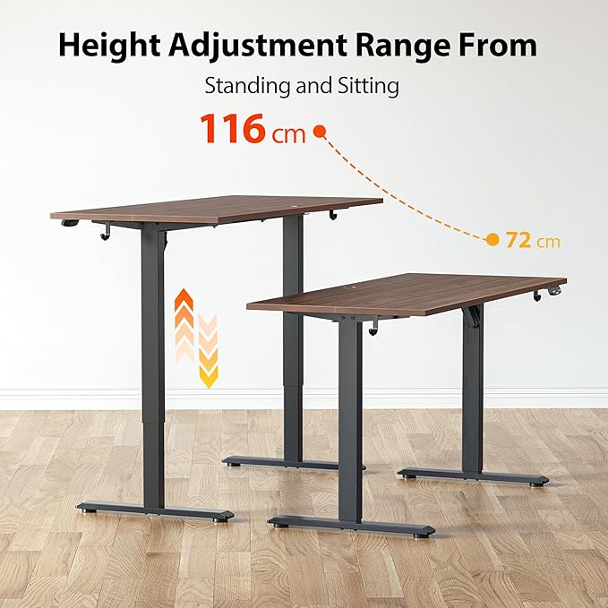 Agilestic Electric Standing Desk, Large 60 x 24 Inches Height Adjustable Desk, Sit Stand up for Work Office Home, Ergonomic Rising Gaming Computer Table with Memory Preset, Dark Walnut