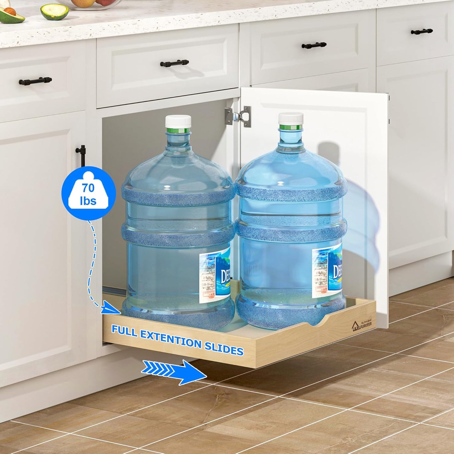 WelFurGeer Soft Close Pull Out Drawers for Kitchen Cabinets, 32" W x 22" D Pull Out Cabinet Organizer, Heavy-Duty Cabinet Organizer, Space-Saving Pullout Drawer for Home & Kitchen Organization