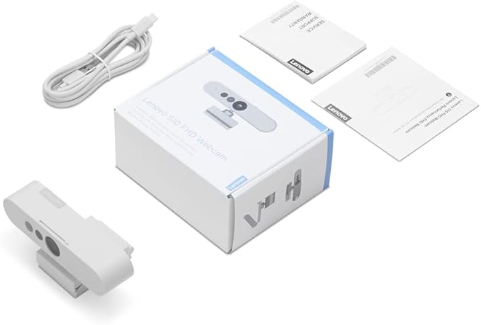 Lenovo HD 1080p Webcam (510 FHD) - Monitor Camera with 4X Digital Zoom, 95° Wide Angle, 360° Rotation Pan & Tilt - Desktop Cam with Dual Microphones & Windows Hello for Livestreaming & Conferences