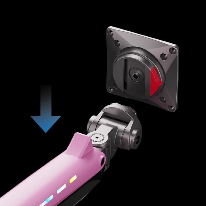 Gaming Monitor Arm for Flat/Ultrawide/Curved Monitors 32 to 60 inch, Heavy Duty Monitor Stand Load up to 20 kg, VESA 75/100 mm Mount (Fantasy Pink)