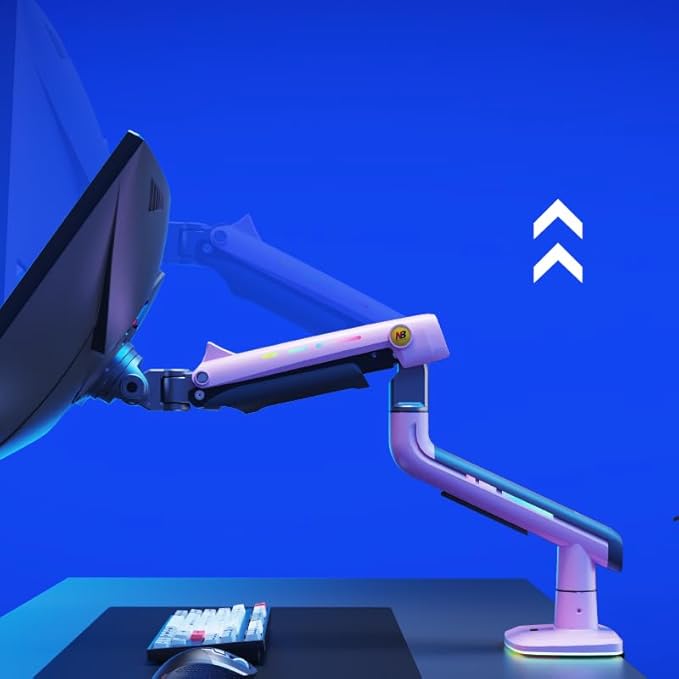 Gaming Monitor Arm for Flat/Ultrawide/Curved Monitors 32 to 60 inch, Heavy Duty Monitor Stand Load up to 20 kg, VESA 75/100 mm Mount (Fantasy Pink)