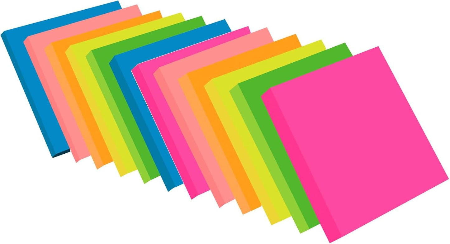 (12 Pack) ZCZN Sticky Notes 3x3 Inches, 1200 Sheets 6 Bright Color Self-Stick Note Pads, Easy to Post for Office, Home, Meeting, School